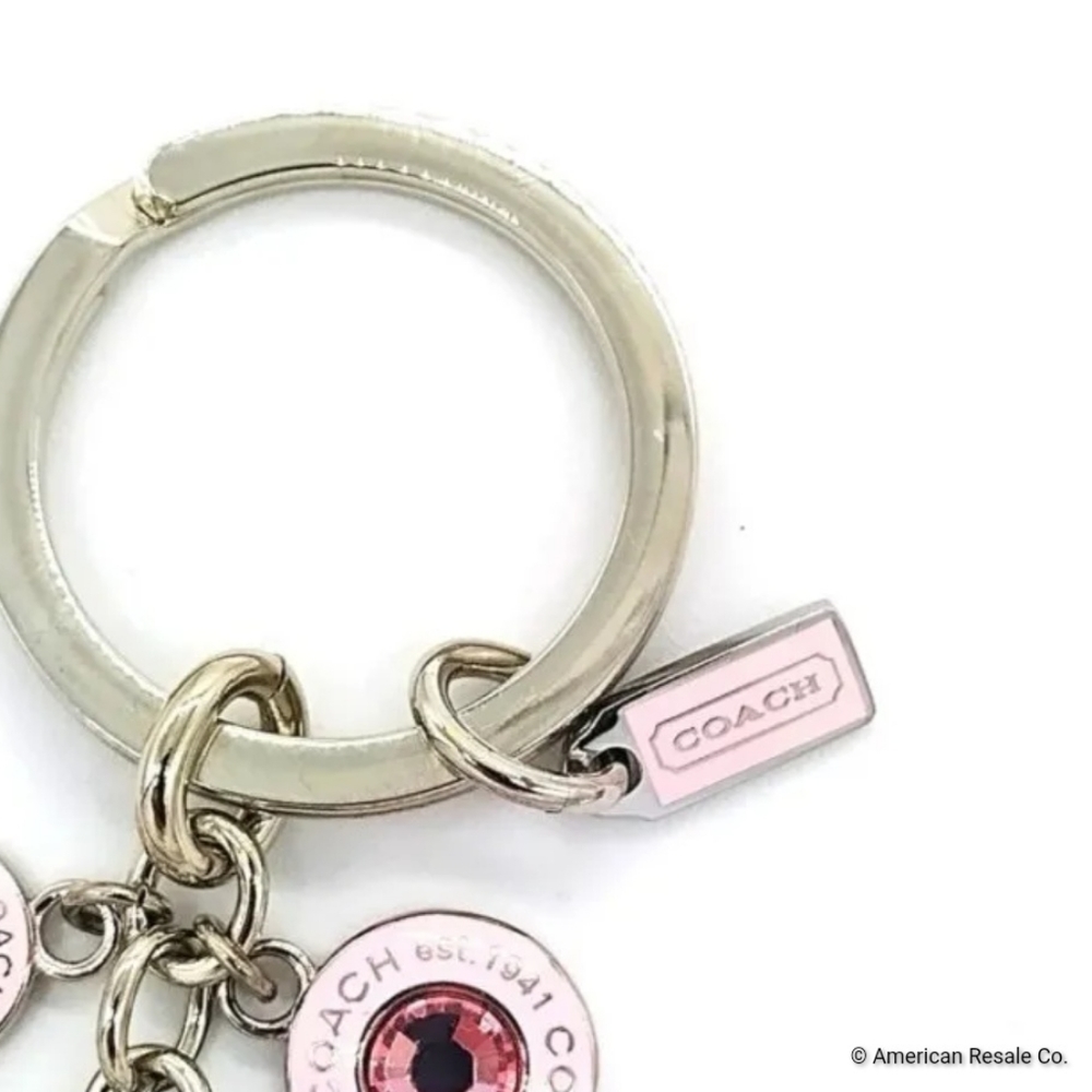 COACH Vintage New in Box Pink Multi Jewel Gem Diamond Pendant gem CZ keychain - Picture 5 of 8